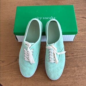 Pastel Green Lace-Up Sneakers